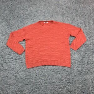 Pink Clover Sweater Womens Large Orange Textured Knit Crew Neck Pullover Top